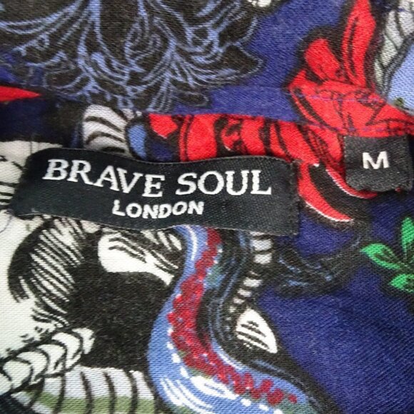 Brave Soul Blue Skull/Snake & Carnation Shirt Med - Picture 3 of 5